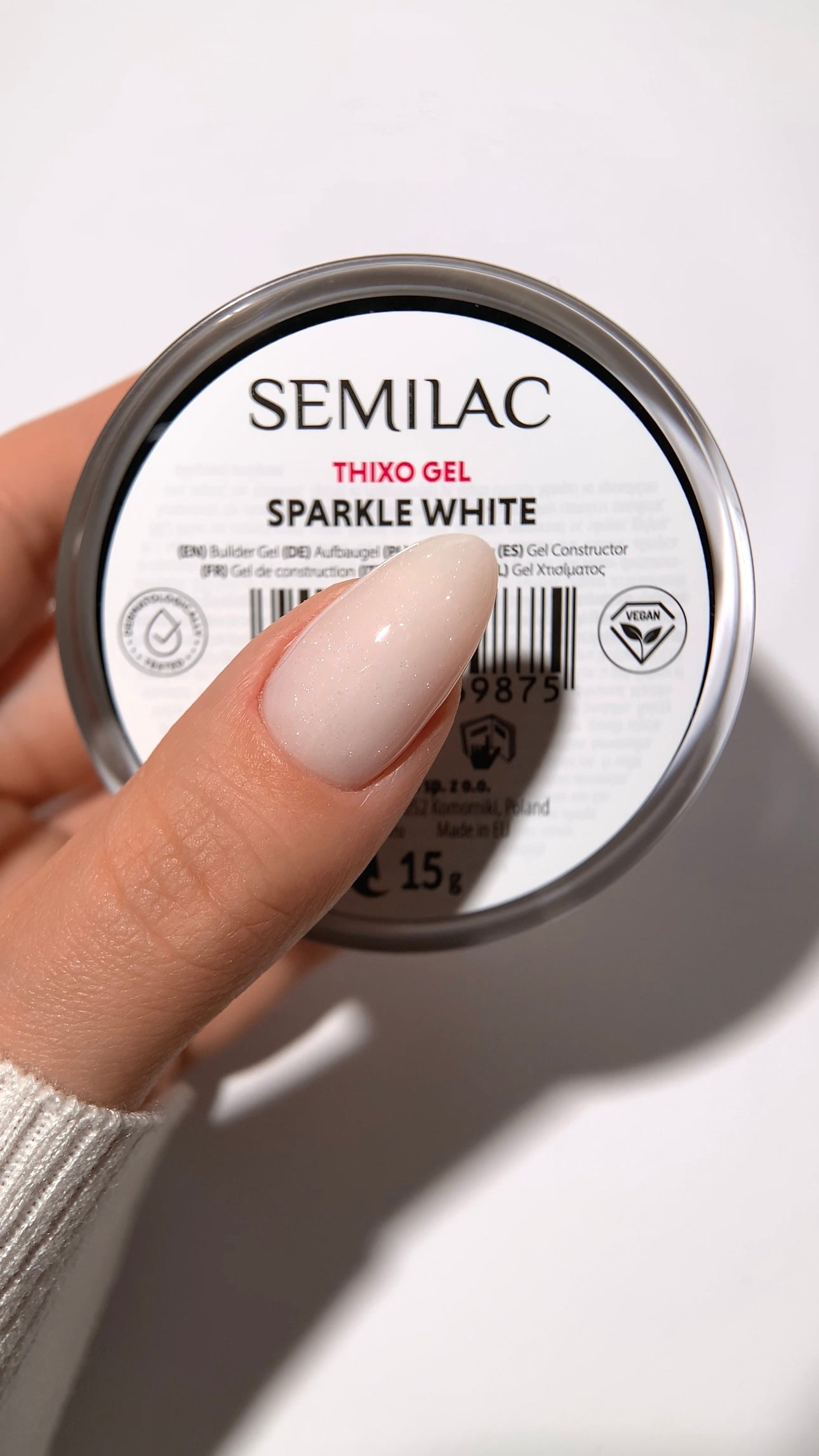 Semilac Jelly Builder Gel Thixo Gel Sparkle White 15g