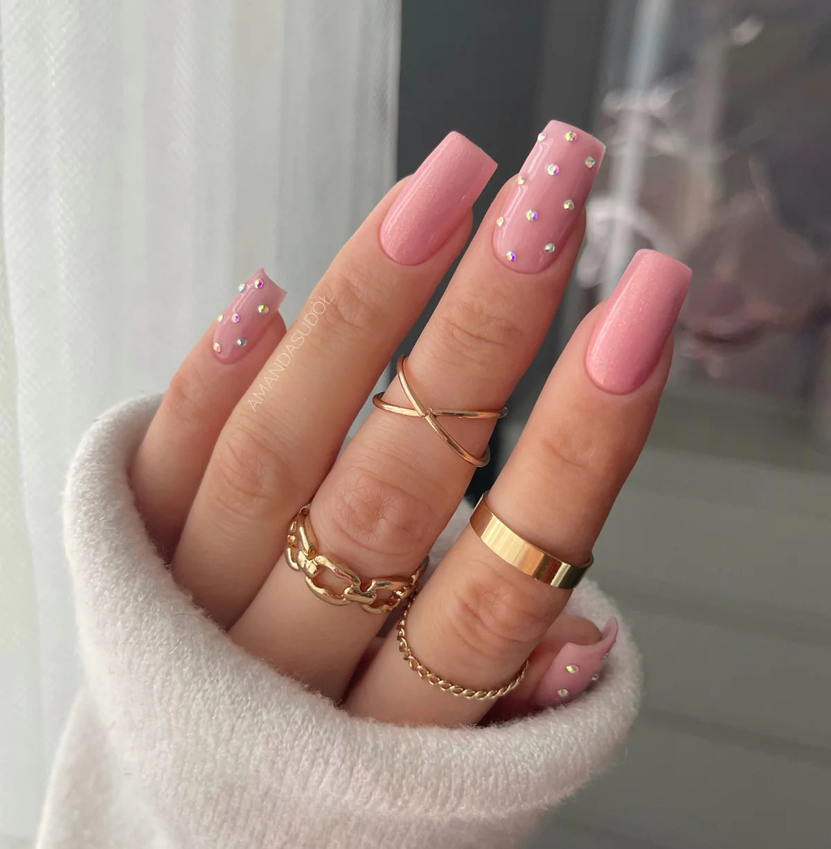 Semilac 376 Shimmer Stone Pink Diamond HEMA Free UV Gel Polish