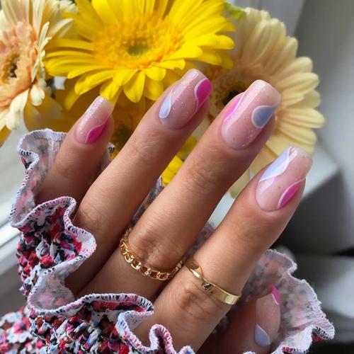 Semilac Top No Wipe Blinking Violet & Rose Flakes 7ml