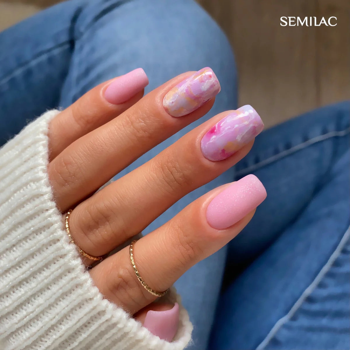 Semilac 319 Shimmer Dust Pink UV Gel Polis