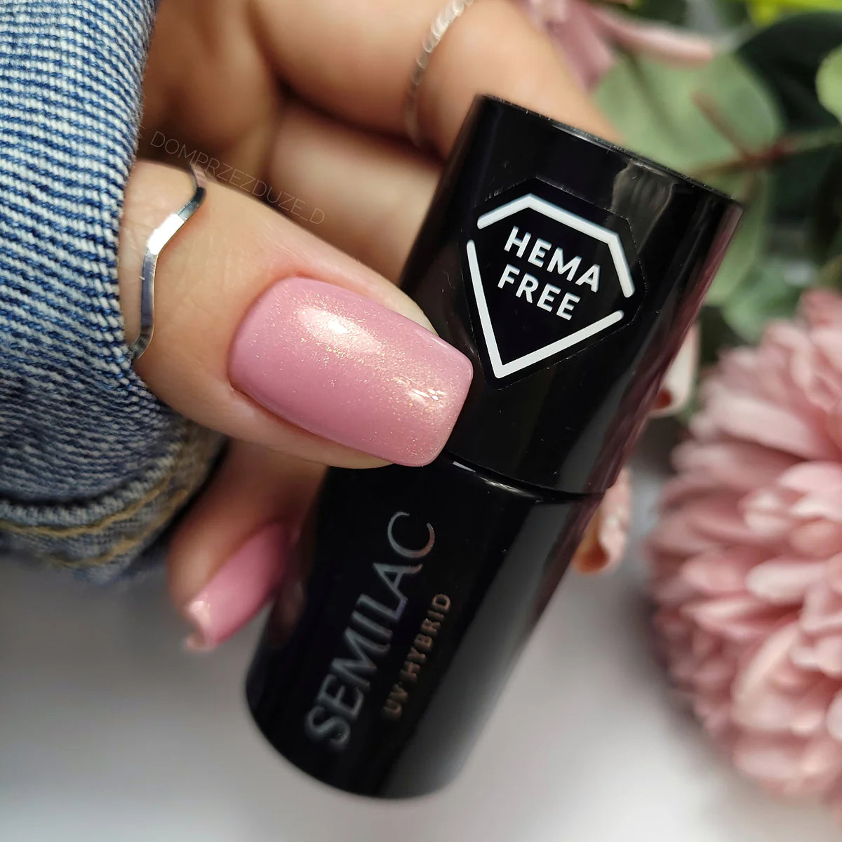 Semilac 376 Shimmer Stone Pink Diamond HEMA Free UV Gel Polish