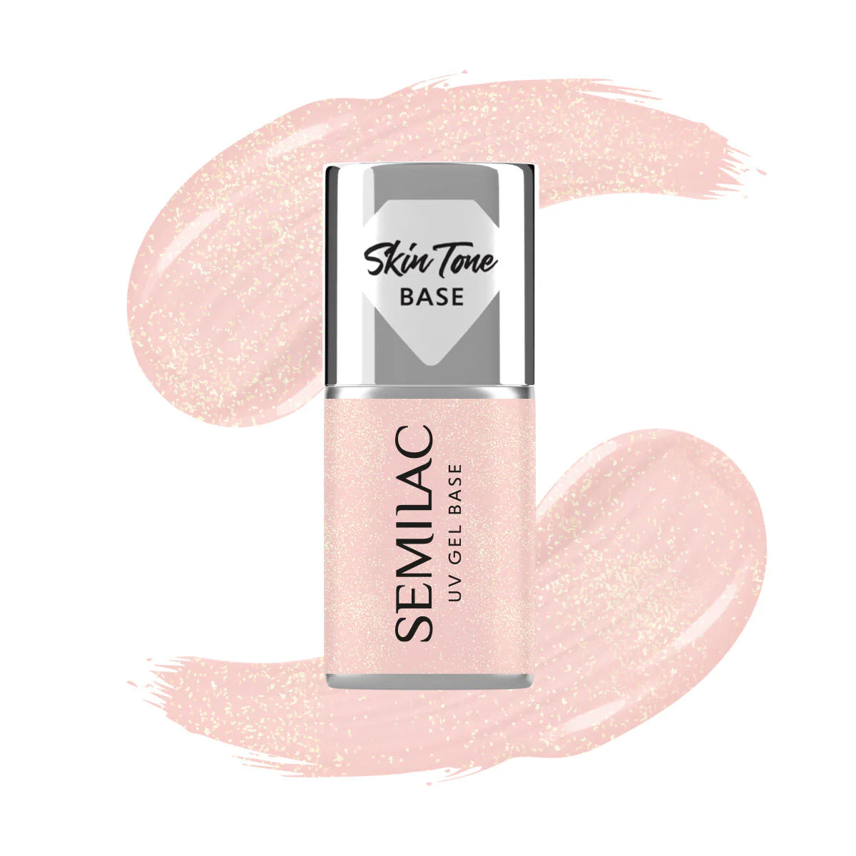 Semilac Skin Tone Cover Base Glitter Peach - Builder Gel in a Bottle
